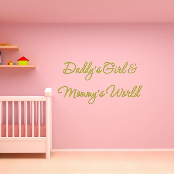 VWAQ Daddy's Girl and Mommy's World Gold Nursery Wall Decal Quote Vinyl Wall Art Decor Baby's Room #3
