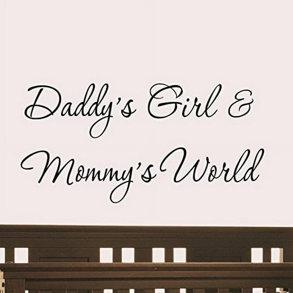 VWAQ Daddy's Girl and Mommy's World Nursery Wall Decal Quote Vinyl Wall Art Decor (12"H x 22"W Black)