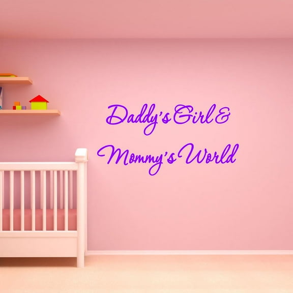 VWAQ Daddy's Girl and Mommy's World Purple Nursery Wall Decal Quote Vinyl Wall Art Decor Baby's Room #3
