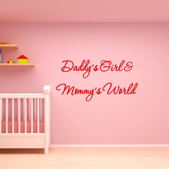 VWAQ Daddy's Girl and Mommy's World Red Nursery Wall Decal Quote Vinyl Wall Art Decor Baby's Room #3