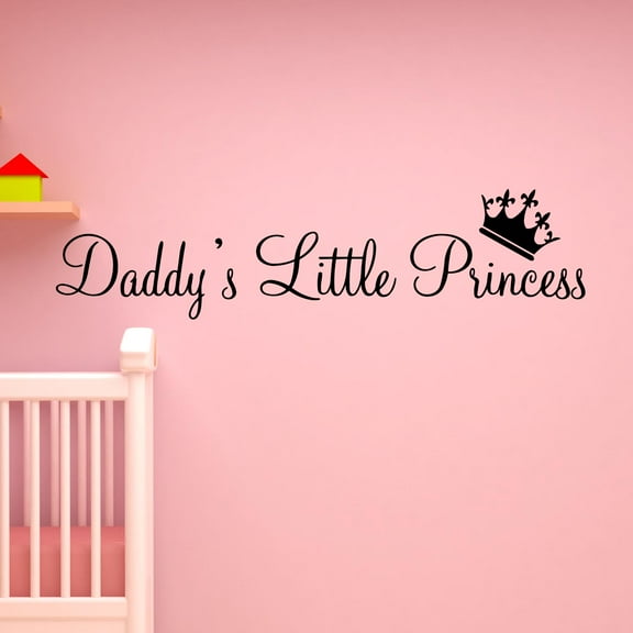 VWAQ Daddy's Little Princess Nursery Matte Black Wall Decal Kids Room Stickers 6"H X 22"W