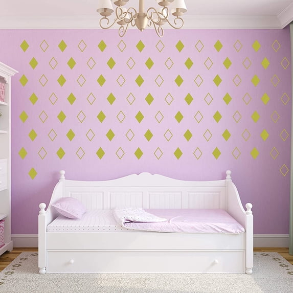 VWAQ Diamond Shape Wall Decals Peel and Stick Patterns Stickers Decor - V1 100 Pcs