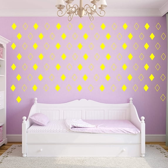 VWAQ Diamond Shape Wall Decals Peel and Stick Patterns Stickers Decor - V1 100 Pcs