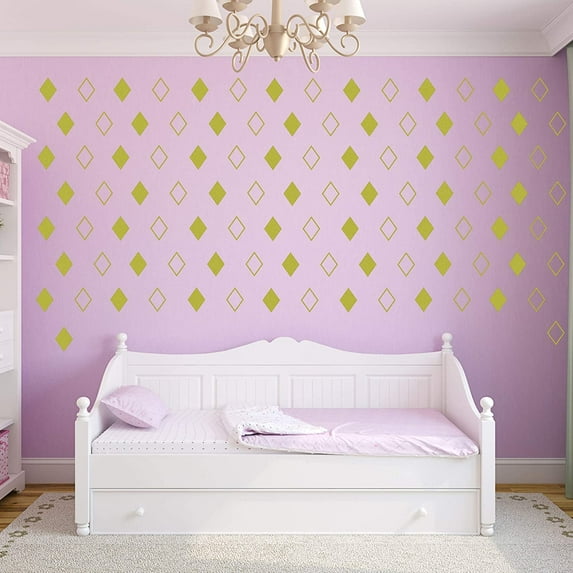 VWAQ Diamond Shape Wall Decals Peel and Stick Patterns Stickers Decor - V1 100 Pcs