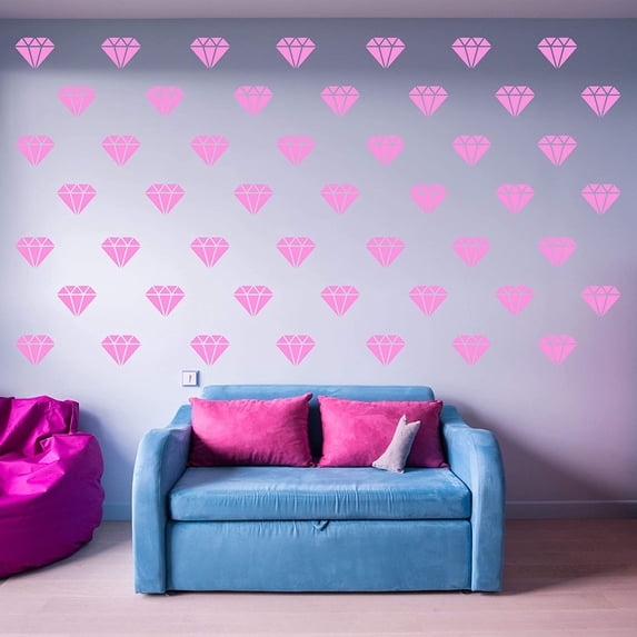VWAQ Diamond Wall Stickers Patterns Decor Shapes Vinyl Decals - V2 49 Pcs
