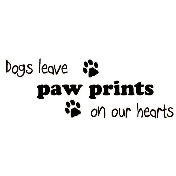 VWAQ Dogs Leave Paw Prints on Our Hearts - Vinyl Lettering Pet Home Wall Art Quote Decal