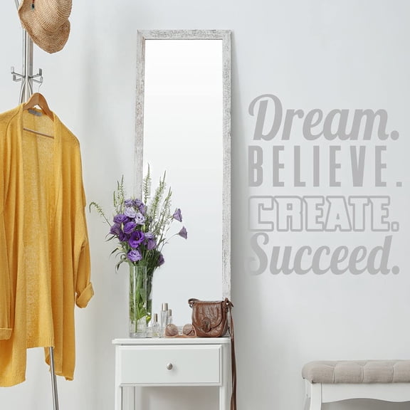 VWAQ Dream. Believe. Create. Succeed. Inspirational Wall Art Decal Motivational Home Decor - 11"H X 10"W SILVER
