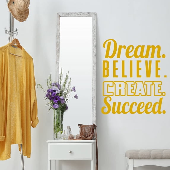 VWAQ Dream. Believe. Create. Succeed. Inspirational Wall Art Decal Motivational Home Decor - 33"H X 30"W GOLD