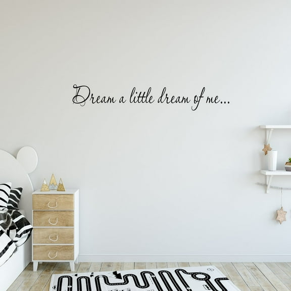 VWAQ Dream a Little Dream of Me Vinyl Wall Decal Bedroom Wall Decor Quote Vinyl Lettering (4"H x 28"W Black)