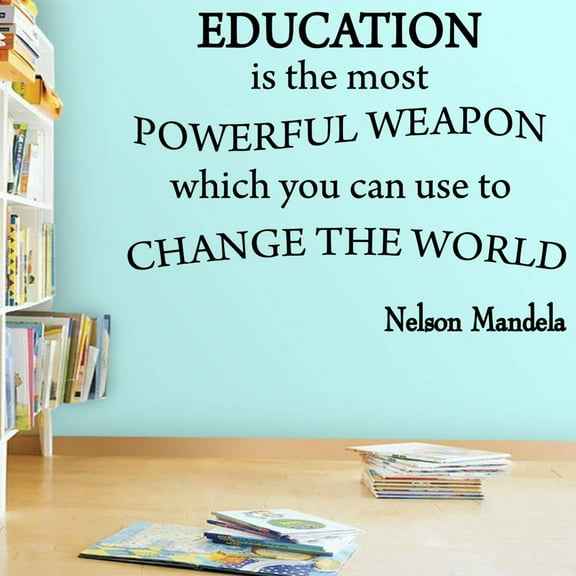VWAQ Education is The Most Powerful Weapon Nelson Mandela Quotes Wall Decal