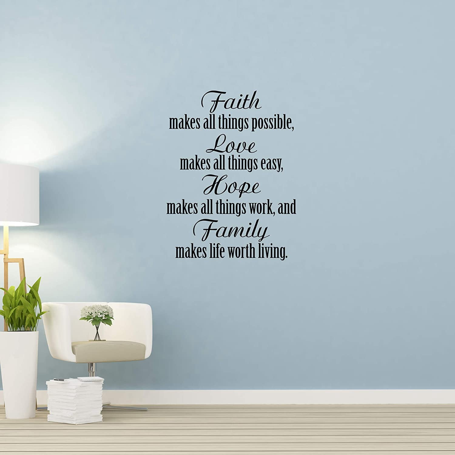 Kerusso Cherished Girl T-Shirt - 'Faith Makes All Things Possible' Matthew 19:26, Pacific Blue Cotton Crewneck