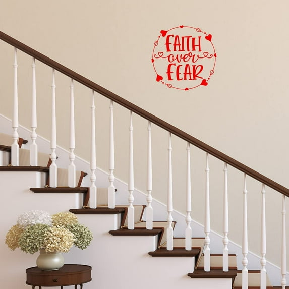 VWAQ Faith Over Fear Vinyl Wall Art Christian Decal Quote Religious Home Decor