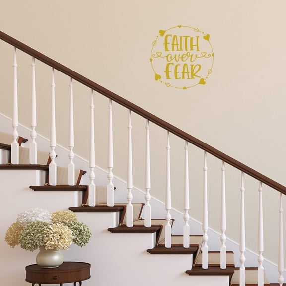 VWAQ Faith Over Fear Vinyl Wall Art Christian Decal Quote Religious Home Decor