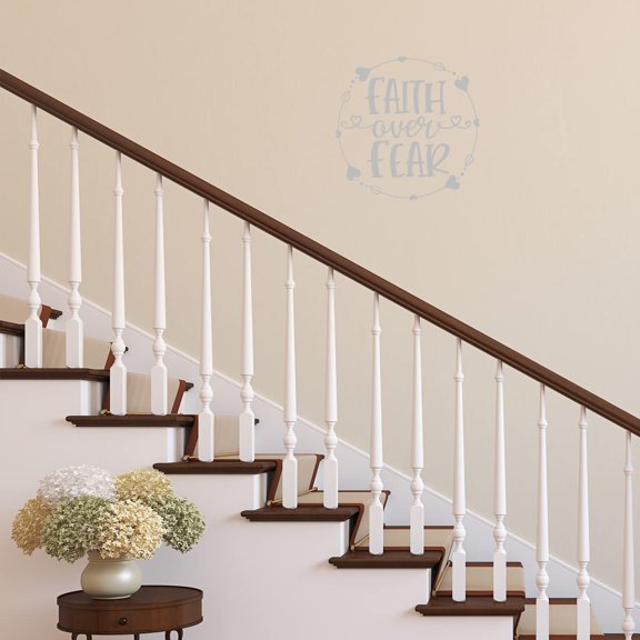 VWAQ Faith Over Fear Vinyl Wall Art Christian Decal Quote Religious Home Decor