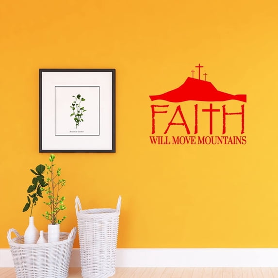 VWAQ Faith Will Move Mountains Religious Home Decor Inspirational Wall Decal