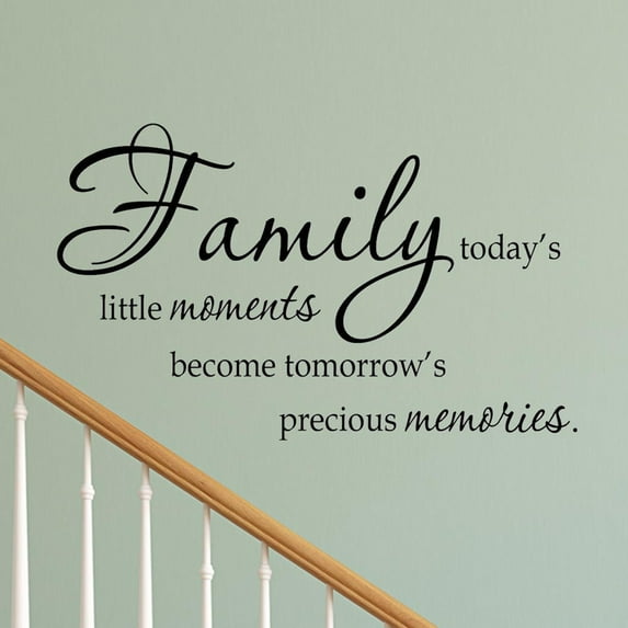 VWAQ Family Today's Little Moments Wall Decal Quotes Family Wall Art Sticker Home Decor (13.5"H x 22"W Black)