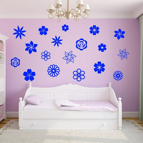 VWAQ Flower Decals for Wall Nursery - Wall Stickers Decor