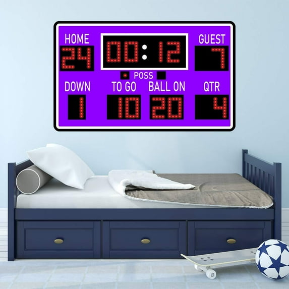 VWAQ Football Scoreboard Wall Sticker - Peel and Stick Sports Decor Vinyl Decal - PAS30