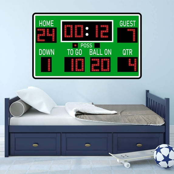 VWAQ Football Scoreboard Wall Sticker - Peel and Stick Sports Decor Vinyl Decal - PAS30