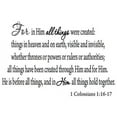 thumbnail image 1 of VWAQ For In Him All Things Were Created Bible Wall Art Decals 1 Colossians 1:16-17 VWAQ 1610, 1 of 1