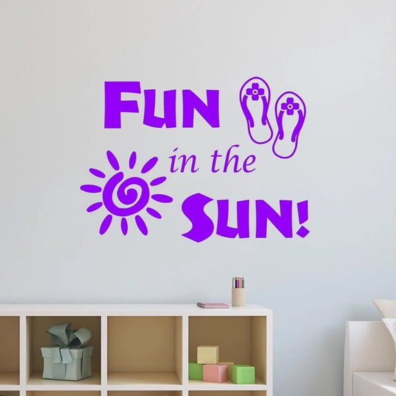 VWAQ Fun in The Sun Sticker - Fun Wall Decals Quotes - Sun Vinyl Wall Art