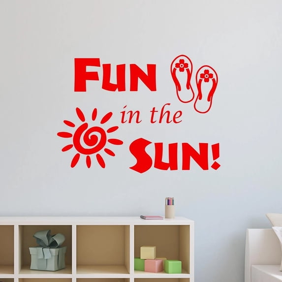 VWAQ Fun in The Sun Sticker - Fun Wall Decals Quotes - Sun Vinyl Wall Art