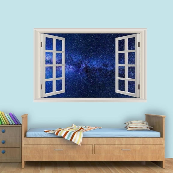 VWAQ Galaxy Wall Decal Wall Stickers Vinyl Art - 3D Outer Space Wall Decals NWT3 (16" H X 24" W)