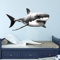 VWAQ Ocean Sticker Great White Shark Vinyl Wall Decal Removable Sea Life Art (24" H x 47" W)
