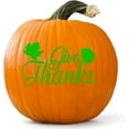 thumbnail image 1 of VWAQ Give Thanks Pumpkin Decal Stickers Front Porch Holiday Fall Thanksgiving Home Curb Appeal Decoration Sign Decor - 4"H X 6.5"W GREEN, 1 of 1