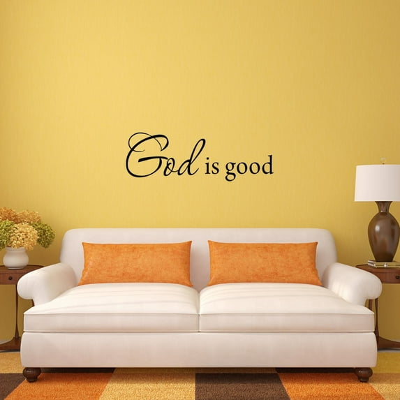 VWAQ God is Good Wall Decal Inspirational Quote Bible Wall Decals - 3544 (15"W X 5"H)