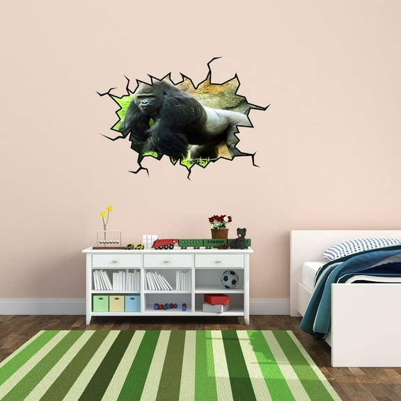 VWAQ Gorilla Wall Sticker Silverback Gorilla Art Wall Decor Decal - WC28 (24"H X 30"W)