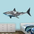 thumbnail image 1 of VWAQ Great White Shark Wall Decal Peel & Stick Boys Room Wall Mural Decor (Gray, White, Blue) 13"Height X 33"Width, 1 of 2