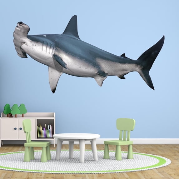 VWAQ Hammerhead Shark Wall Decal Realistic Shark Stickers Peel And Stick Mural VWAQ-PAS7 (24"H X 48"W)