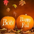 thumbnail image 1 of VWAQ Happy Fall & Boo! Pumpkin Decal Front Porch Holliday Decor Curb Appeal Decoration Sign Halloween Season Fall Home Decor Stickers - 4" Width WHITE, 1 of 1