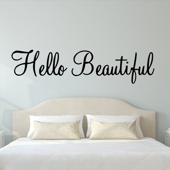 VWAQ Hello Beautiful Wall Decal Inspirational Quotes Beauty Mirror Stickers #2 Version VWAQ-1656 (22"W X 6"H, Black)