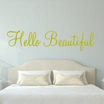 VWAQ Hello Beautiful Wall Decal Inspirational Quotes Beauty Mirror Stickers #2 Version VWAQ-1656 (22"W X 6"H, Gold)