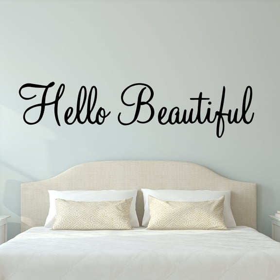VWAQ Hello Beautiful Wall Decal Inspirational Quotes Beauty Mirror Stickers #2 Version VWAQ-1656 (40"W X 10.5"H, Black)