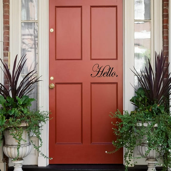 VWAQ Hello Front Door Decal Welcoming Home Decor Vinyl Sticker Lettering