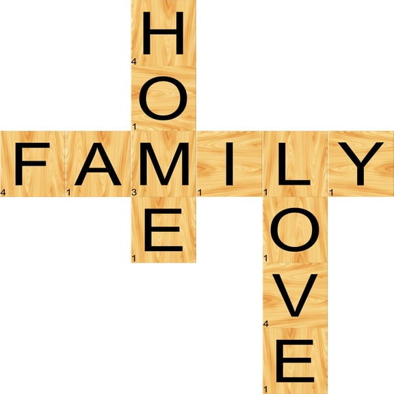 VWAQ Home Family Love Scrabble Wall Decal Vinyl Letters Unique Decals for Living Rooms - TTC3-P