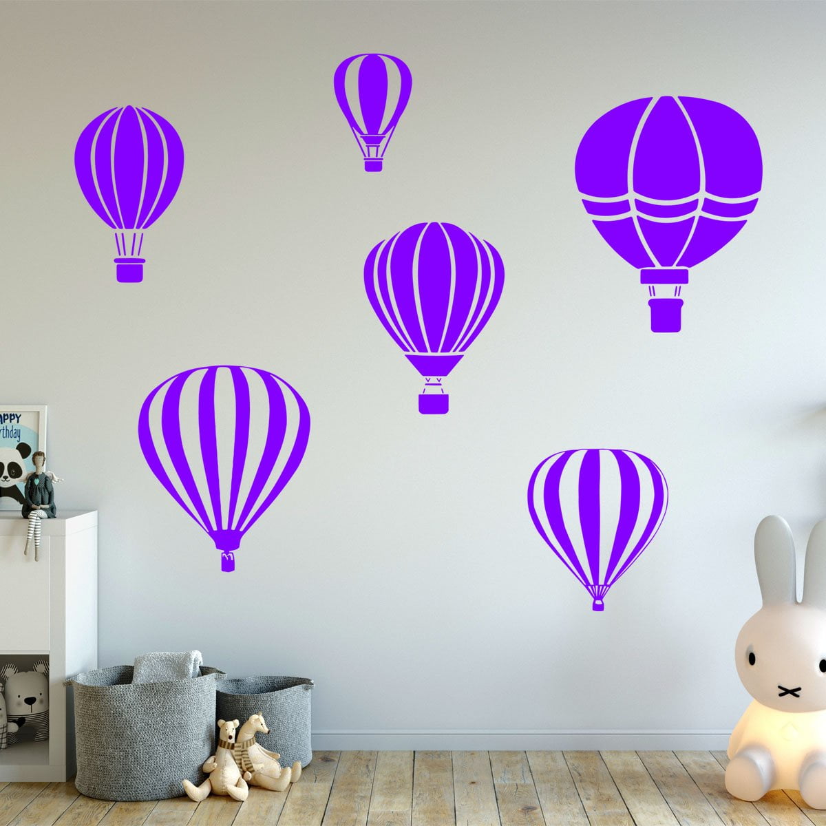 VWAQ Hot Air Balloon Decals for Walls - Pack of 6 Vinyl Stickers ...