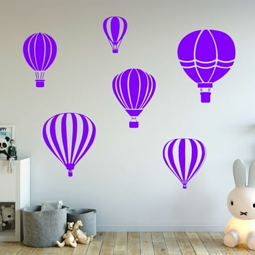 VWAQ Hot Air Balloon Decals for Walls - Pack of 6 Vinyl Stickers - Nursery Decor