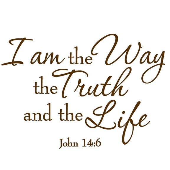 VWAQ I Am the Way the Truth and the Life John 14:6 Bible Wall Art Decal Quotes Christian Home Decor (BROWN)