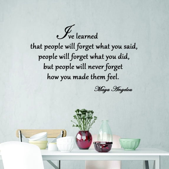 VWAQ I've Learned That People Will Forget What You've Said Maya Angelou Vinyl Wall Art Quote Decal (34"H x 48"W Black)