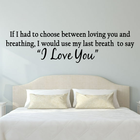 VWAQ If I Had To Choose Between Loving You And Breathing Vinyl Wall Decal Quote Sticker (10"H x 30"W Black)