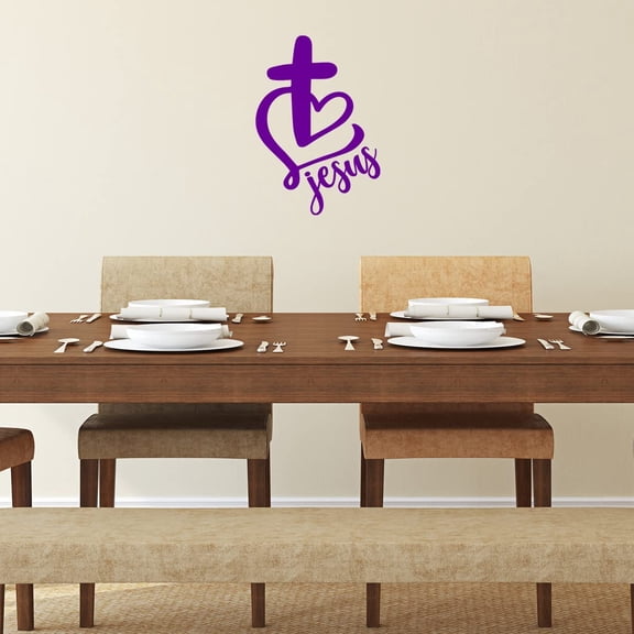 VWAQ Jesus Heart Wall Decal Christian Cross Religious Love Home Decor