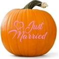 thumbnail image 1 of VWAQ Just Married Decal for Pumpkin Home Curb Appeal Decoration Wedding Decor Gift Sign Art Decor - 4.5"H X 9"W PINK, 1 of 1