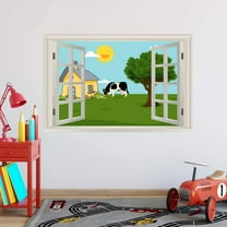 VWAQ - Kids Farm Wall Decal Window Sticker Nursery Murals Peel and Stick Barn - NWT23 16"H X 24"W