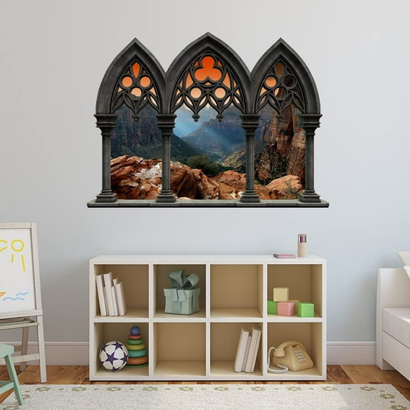 VWAQ - Landscape Wall Decals Window - Nature Scene Vinyl Mural for Wall - NWC4