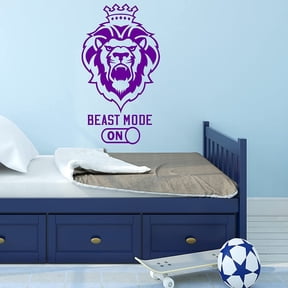 VWAQ Lion Beast Mode On Wall Decal Inspirational Attitude Quote Motivational Wall Art Stickers