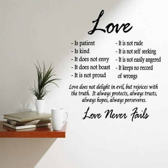 VWAQ Love is patient love is kind wall art decor vinyl decal sayings religious bible 1 corinthians wedding marriage scripture
